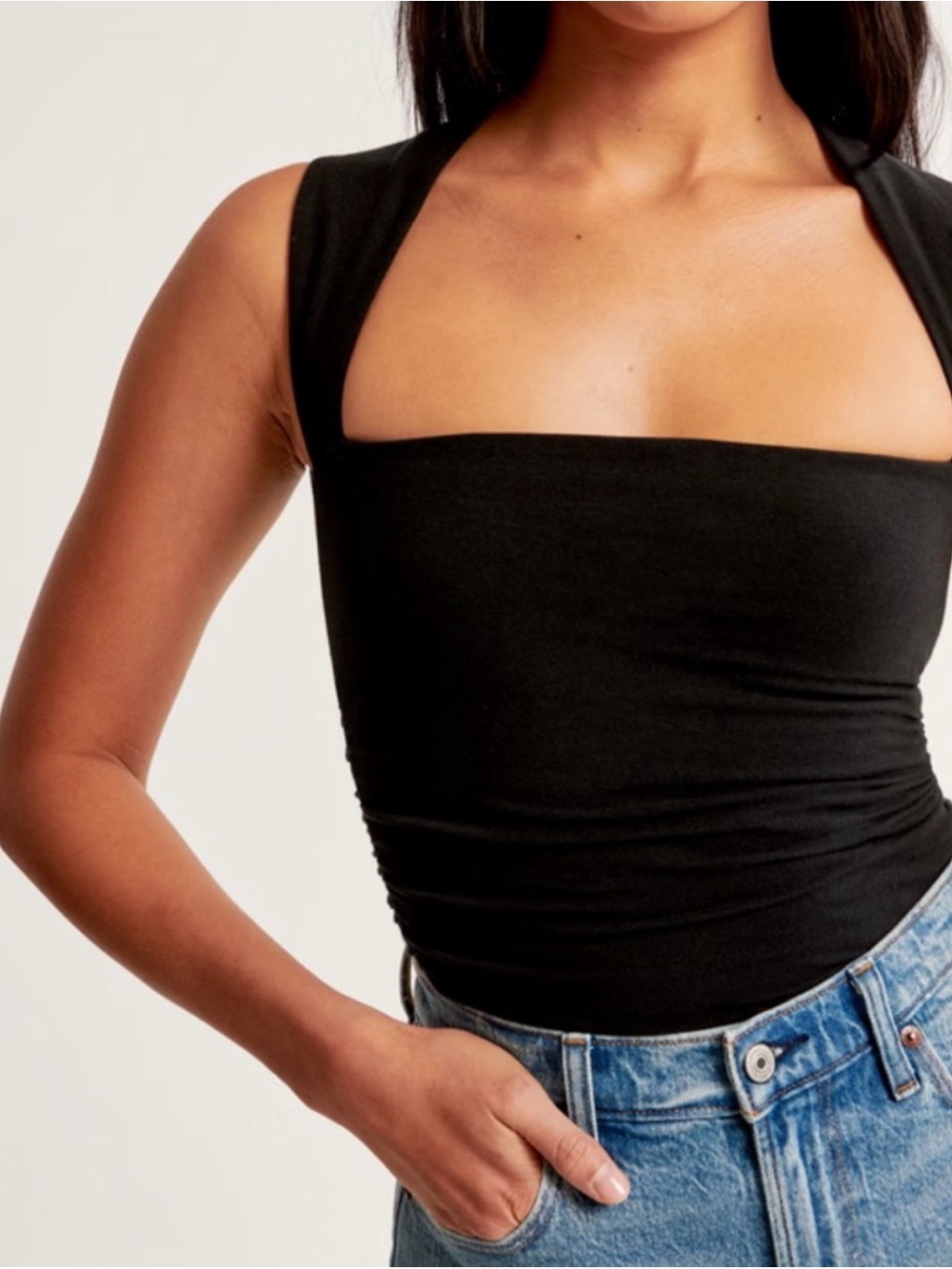 Abercrombie & Fitch Black Square-Neck Ava Top - Picture 2 of 4